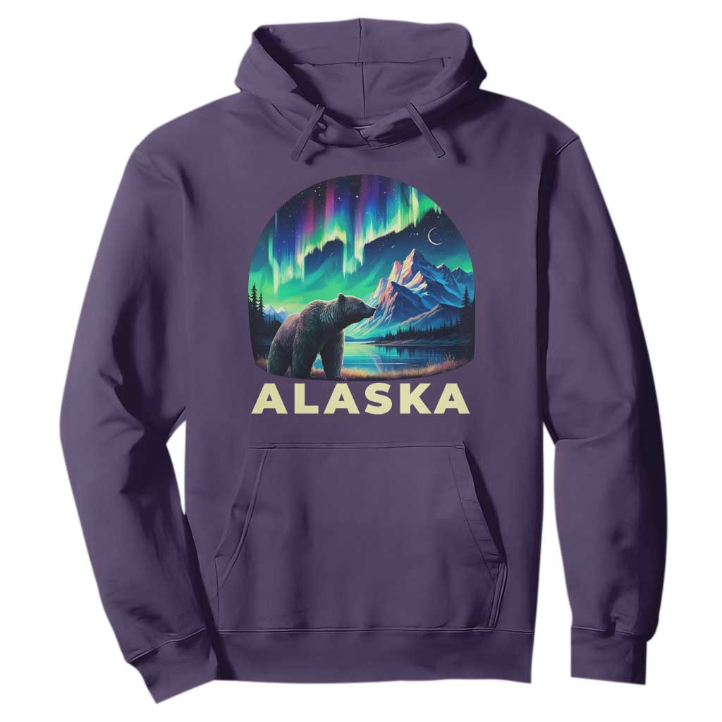 Bear Alaska Hoodie Alaskan Night Sky Northern Lights Aurora TS10 Purple Print Your Wear