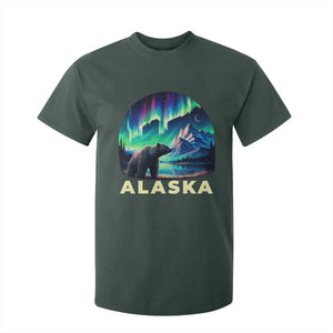 Bear Alaska T Shirt For Kid Alaskan Night Sky Northern Lights Aurora TS10 Dark Forest Green Print Your Wear