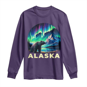 Bear Alaska Long Sleeve Shirt Alaskan Night Sky Northern Lights Aurora TS10 Purple Print Your Wear