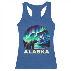 Bear Alaska Racerback Tank Top Alaskan Night Sky Northern Lights Aurora TS10 Royal Blue Print Your Wear