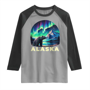 Bear Alaska Raglan Shirt Alaskan Night Sky Northern Lights Aurora TS10 Sport Gray Black Print Your Wear