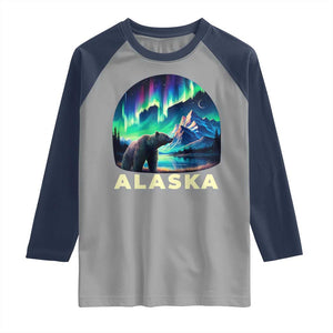 Bear Alaska Raglan Shirt Alaskan Night Sky Northern Lights Aurora TS10 Sport Gray Navy Print Your Wear