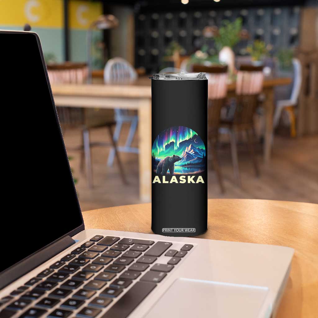 Bear Alaska Skinny Tumbler Alaskan Night Sky Northern Lights Aurora TS10 Print Your Wear
