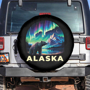 Bear Alaska Spare Tire Cover Alaskan Night Sky Northern Lights Aurora TS10 No hole Black Print Your Wear