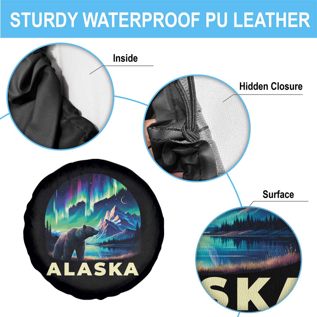 Bear Alaska Spare Tire Cover Alaskan Night Sky Northern Lights Aurora TS10 Print Your Wear