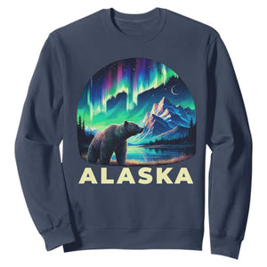 Bear Alaska Sweatshirt Alaskan Night Sky Northern Lights Aurora TS10 Navy Print Your Wear