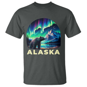 Bear Alaska T Shirt Alaskan Night Sky Northern Lights Aurora TS10 Dark Heather Print Your Wear