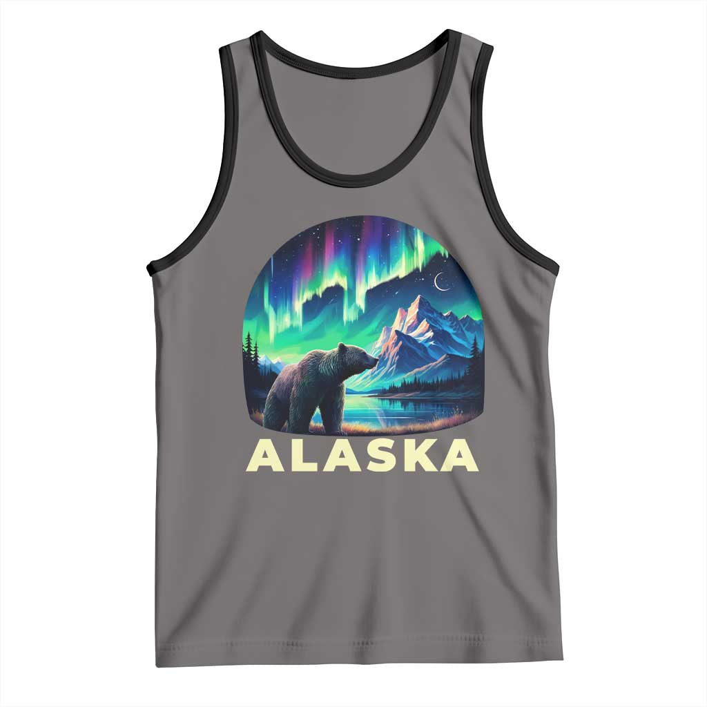 Bear Alaska Tank Top Alaskan Night Sky Northern Lights Aurora TS10 Deep Heather Black Print Your Wear