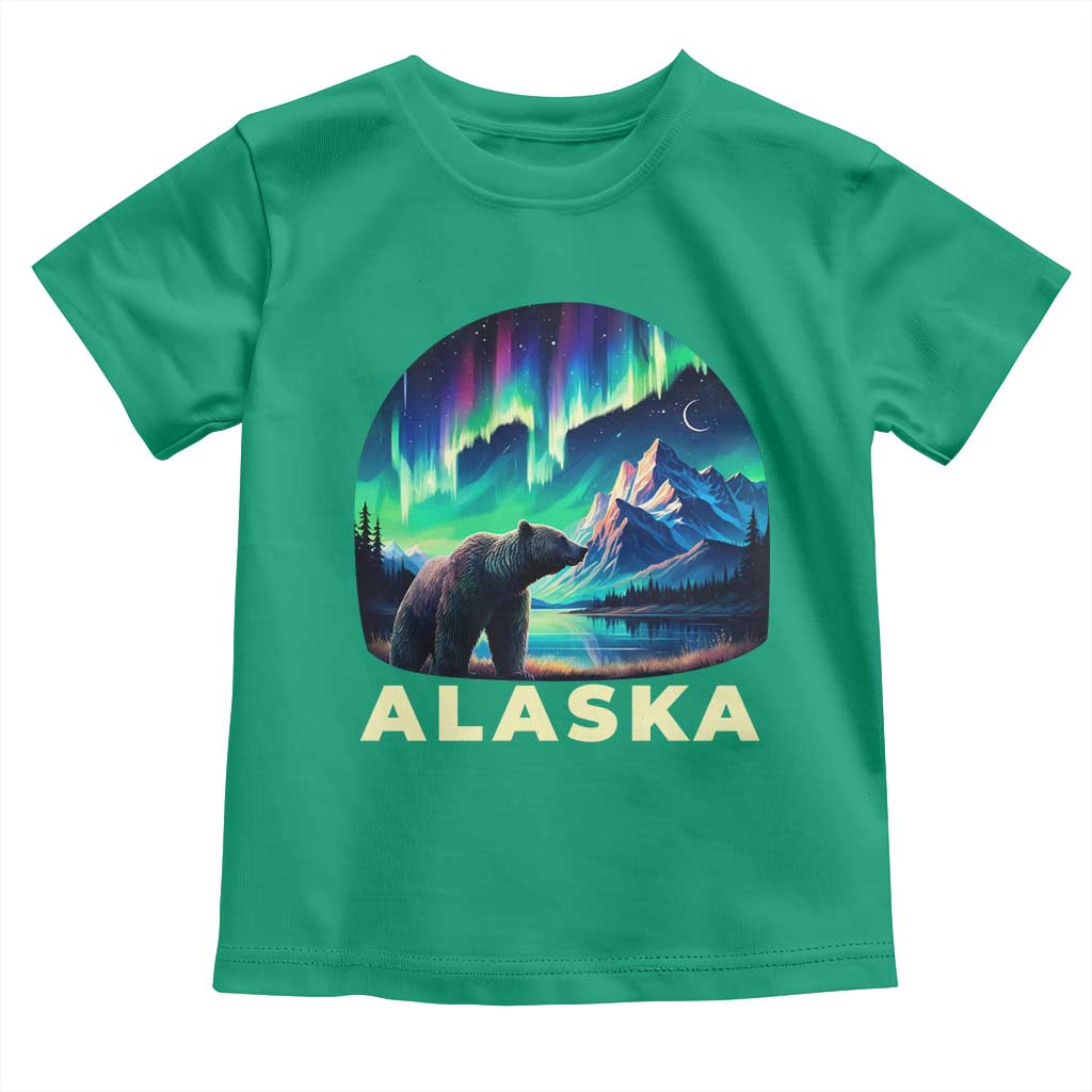 Bear Alaska Toddler T Shirt Alaskan Night Sky Northern Lights Aurora TS10 Irish Green Print Your Wear