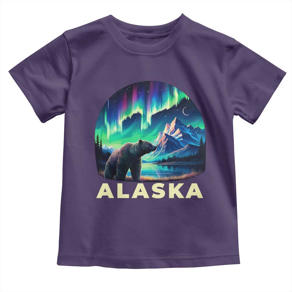 Bear Alaska Toddler T Shirt Alaskan Night Sky Northern Lights Aurora TS10 Purple Print Your Wear