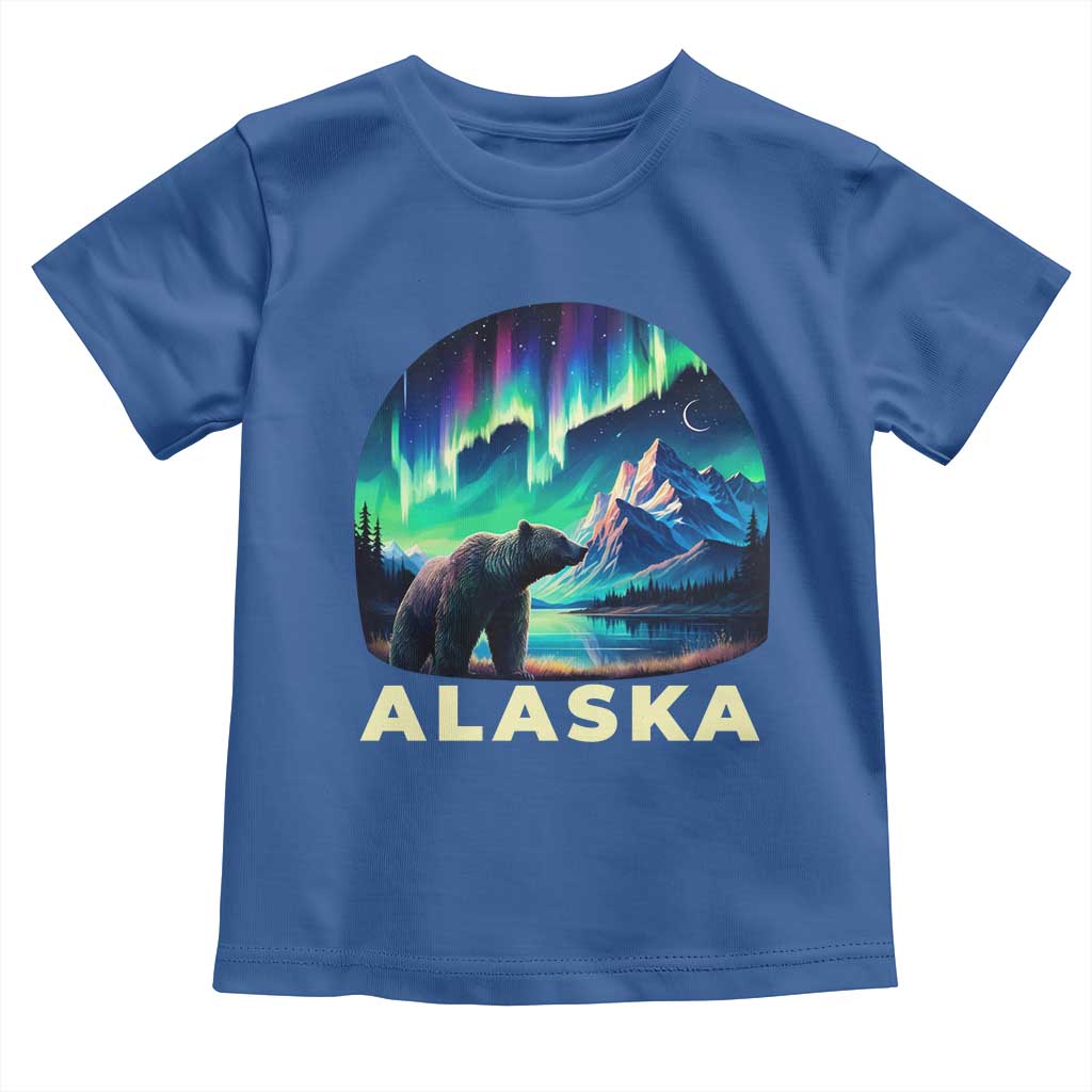 Bear Alaska Toddler T Shirt Alaskan Night Sky Northern Lights Aurora TS10 Royal Blue Print Your Wear