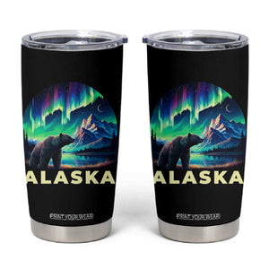 Bear Alaska Tumbler Cup Alaskan Night Sky Northern Lights Aurora TS10 Black Print Your Wear
