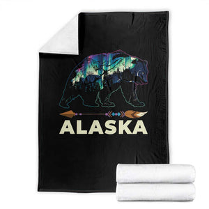 Alaska Throw Blanket Alaskan Night Sky Northern Lights Aurora Bear TS10 Black Print Your Wear
