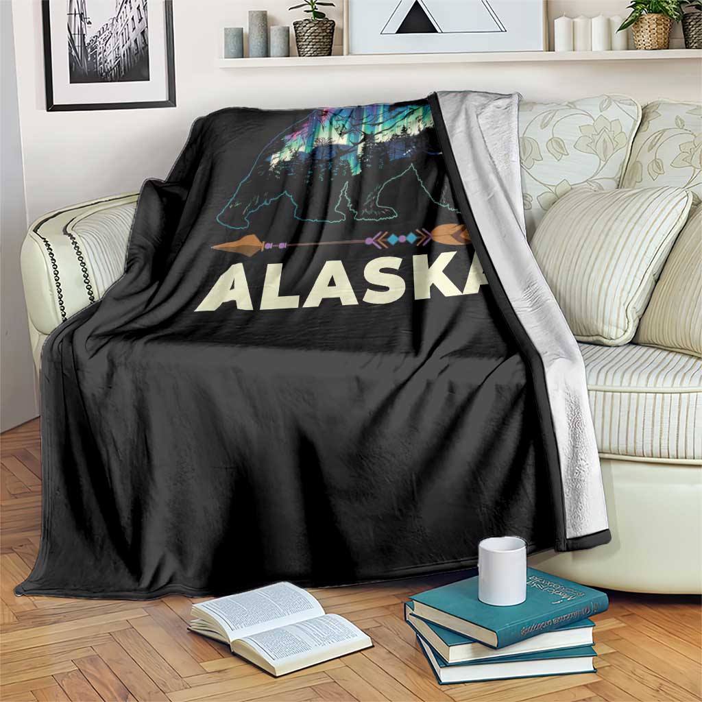 Alaska Throw Blanket Alaskan Night Sky Northern Lights Aurora Bear TS10 Print Your Wear