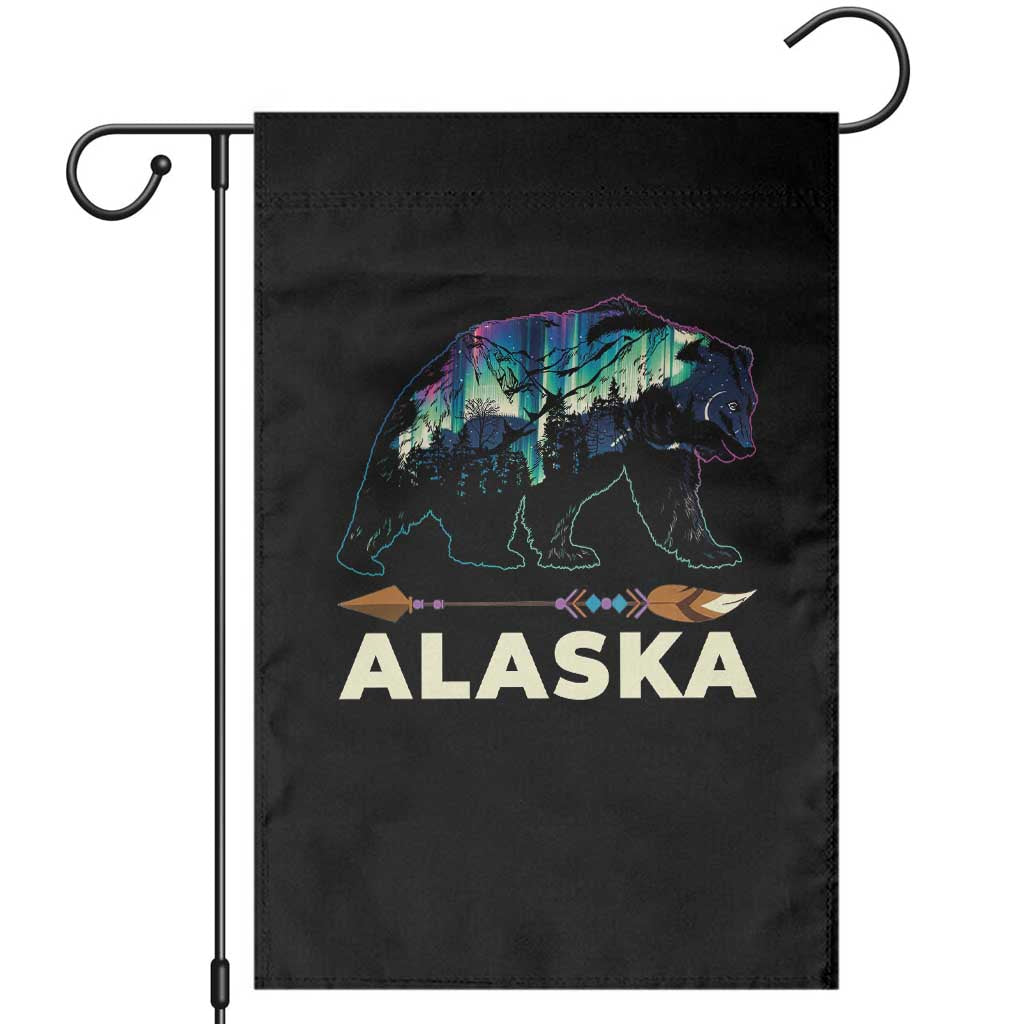 Alaska Garden Flag Alaskan Night Sky Northern Lights Aurora Bear TS10 Black Print Your Wear