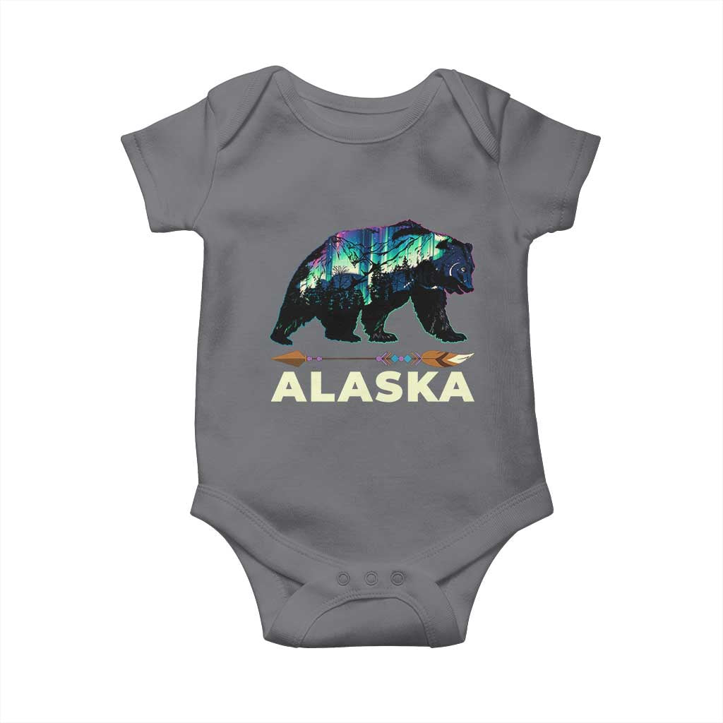 Alaska Baby Onesie Alaskan Night Sky Northern Lights Aurora Bear TS10 Charcoal Print Your Wear