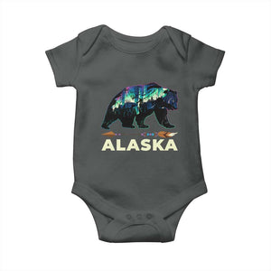 Alaska Baby Onesie Alaskan Night Sky Northern Lights Aurora Bear TS10 Dark Heather Print Your Wear