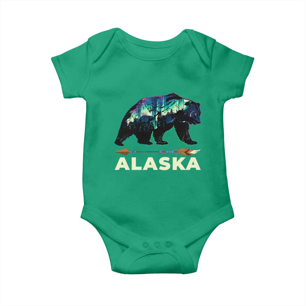 Alaska Baby Onesie Alaskan Night Sky Northern Lights Aurora Bear TS10 Irish Green Print Your Wear