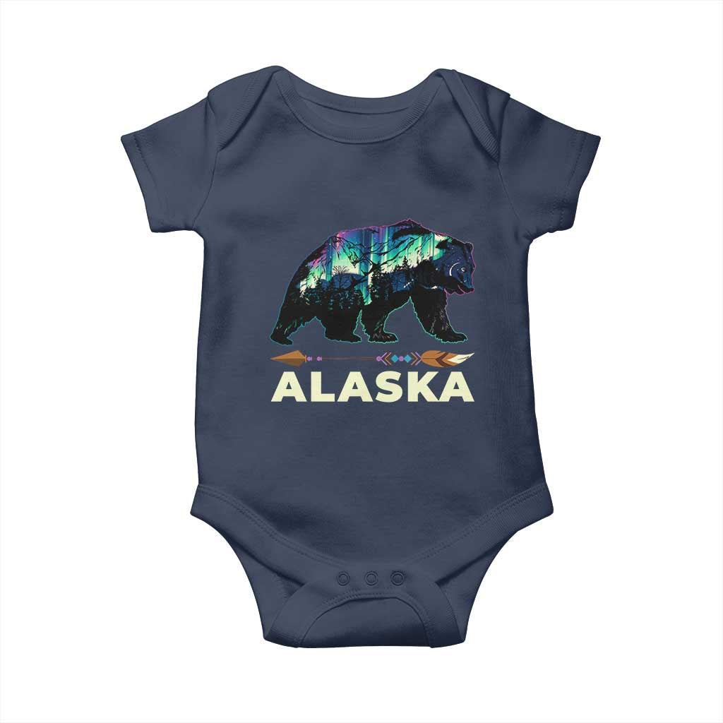 Alaska Baby Onesie Alaskan Night Sky Northern Lights Aurora Bear TS10 Navy Print Your Wear