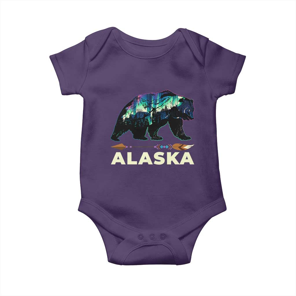 Alaska Baby Onesie Alaskan Night Sky Northern Lights Aurora Bear TS10 Purple Print Your Wear
