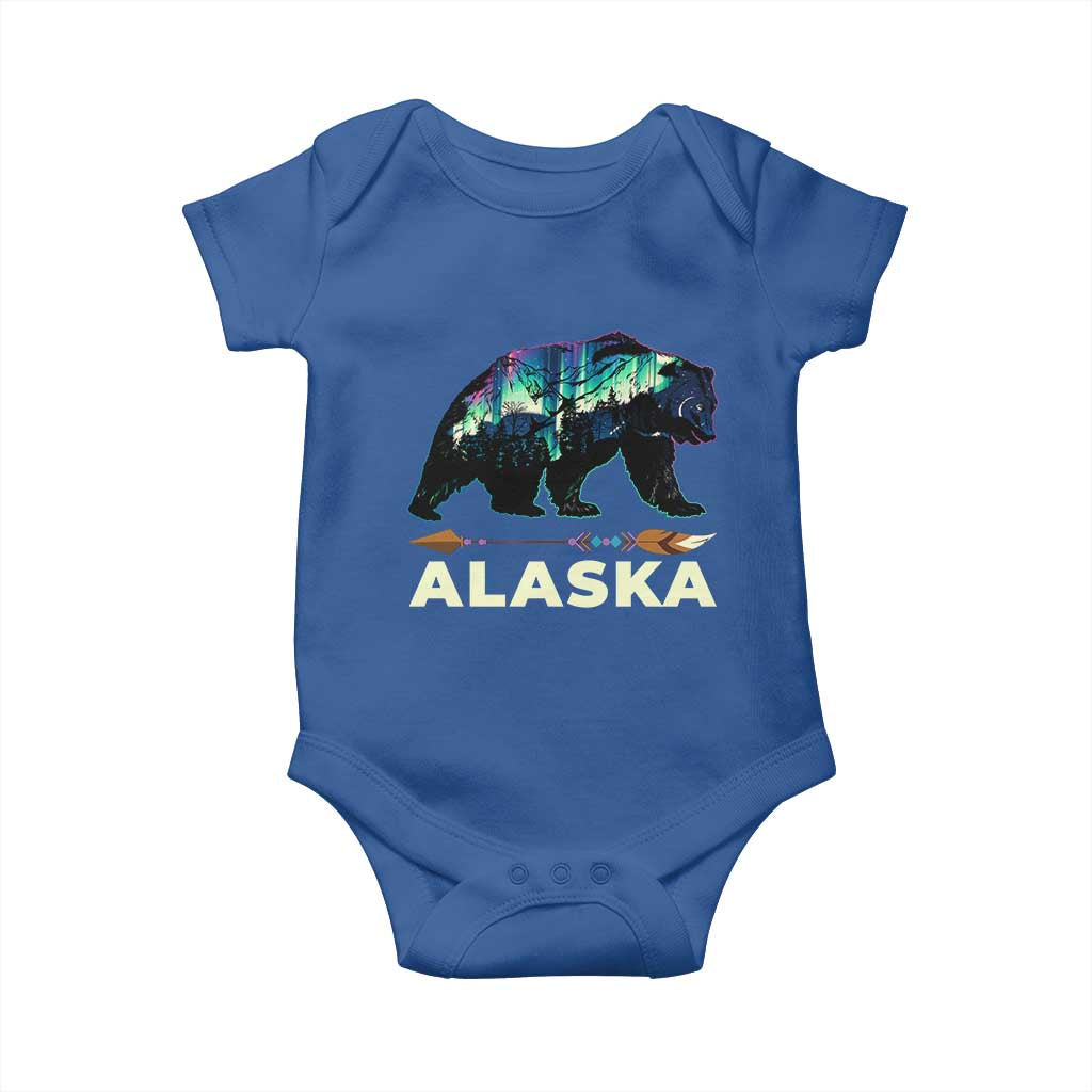 Alaska Baby Onesie Alaskan Night Sky Northern Lights Aurora Bear TS10 Royal Blue Print Your Wear
