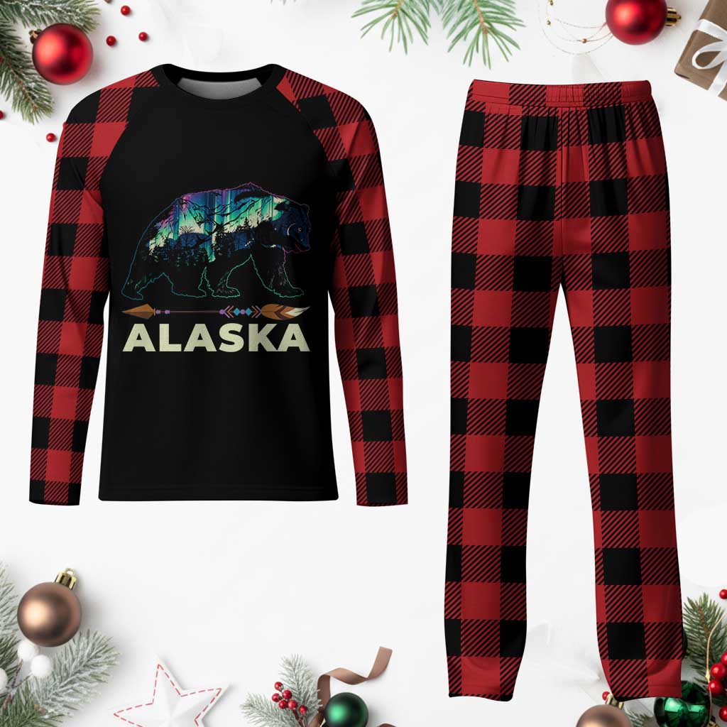 Alaska Plaid Pajama Set Alaskan Night Sky Northern Lights Aurora Bear TS10 Buffalo Plaid Print Your Wear