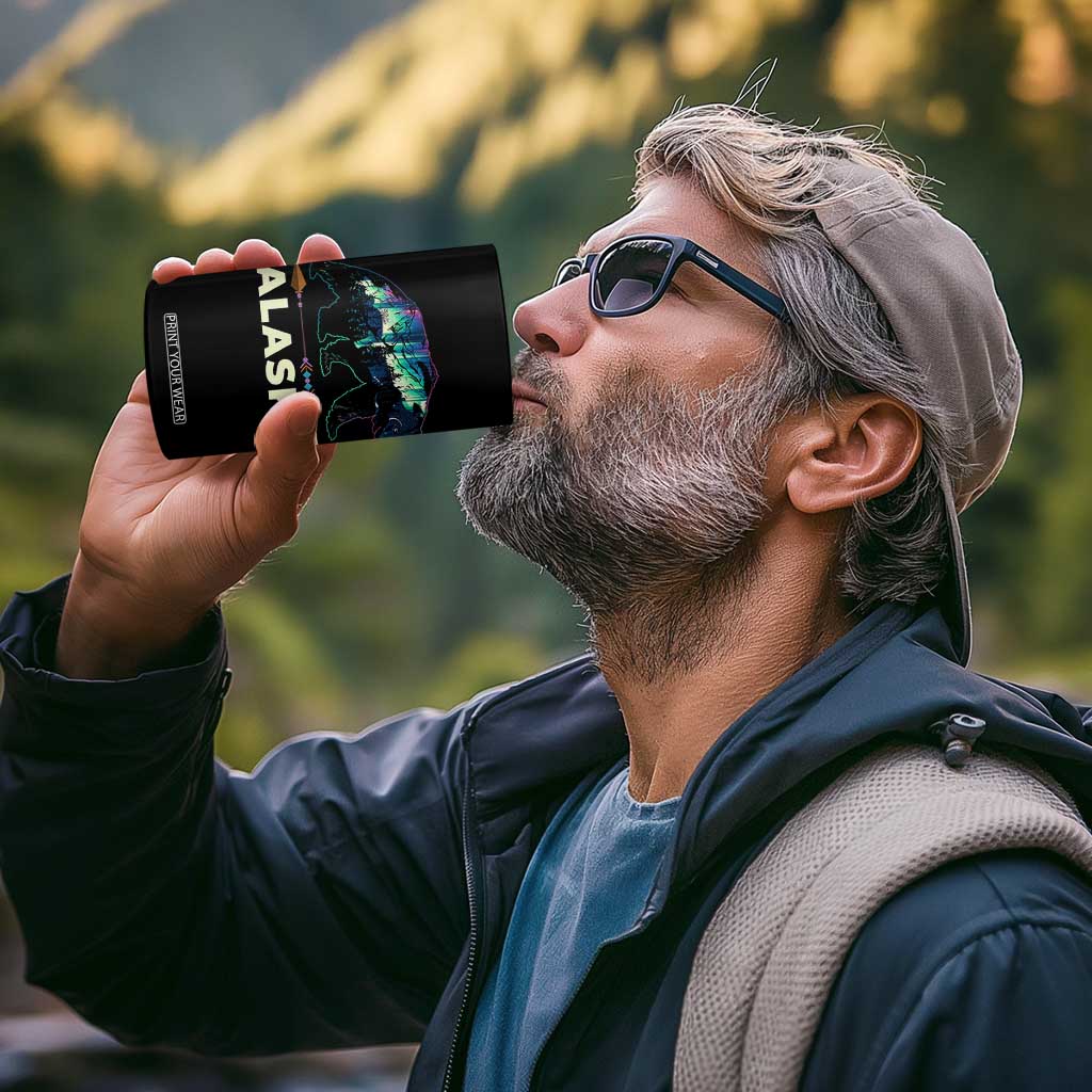 Alaska 4 in 1 Can Cooler Tumbler Alaskan Night Sky Northern Lights Aurora Bear TS10 Print Your Wear