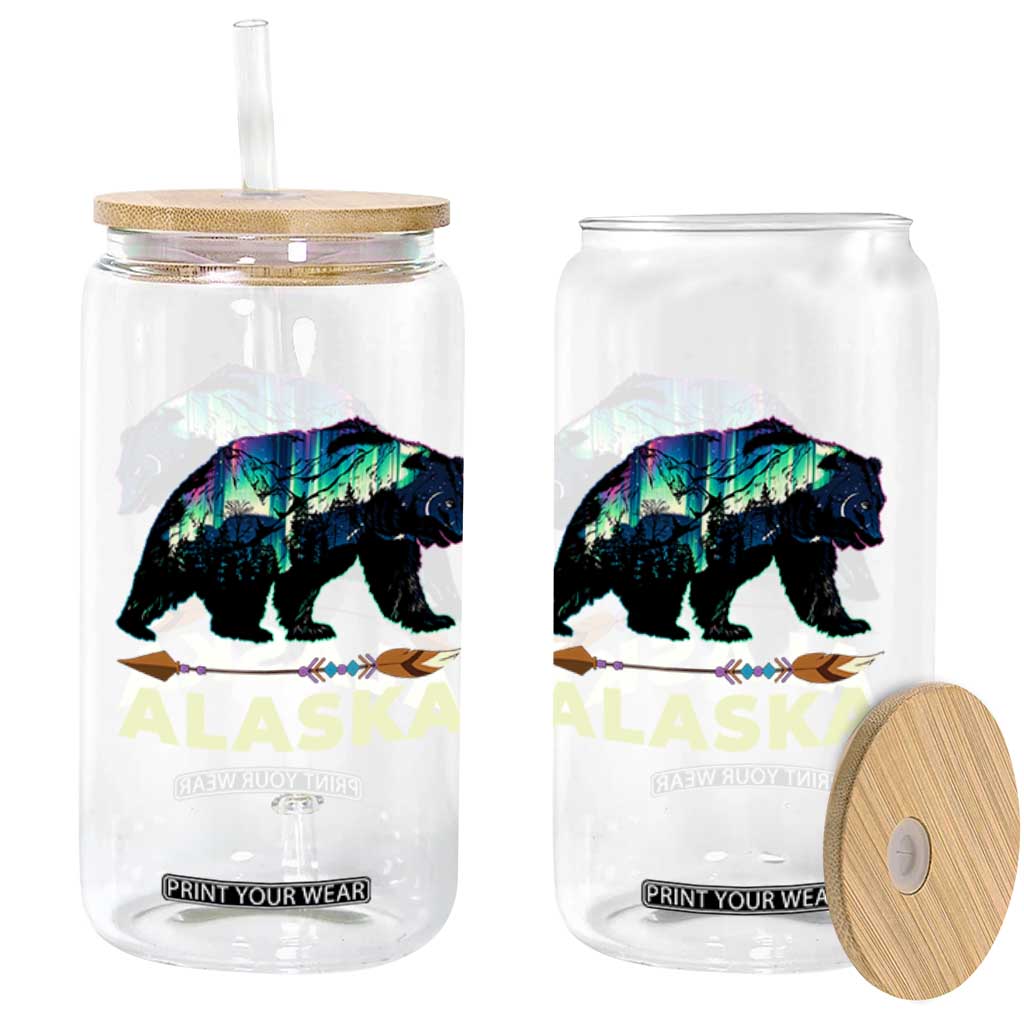 Alaska Glass Can Alaskan Night Sky Northern Lights Aurora Bear TS10 Print Your Wear