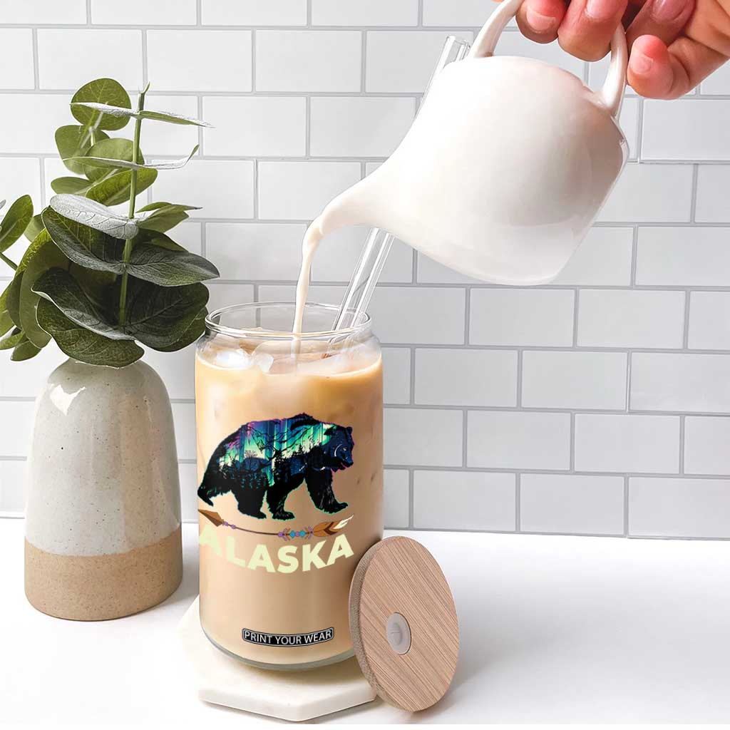 Alaska Glass Can Alaskan Night Sky Northern Lights Aurora Bear TS10 Print Your Wear