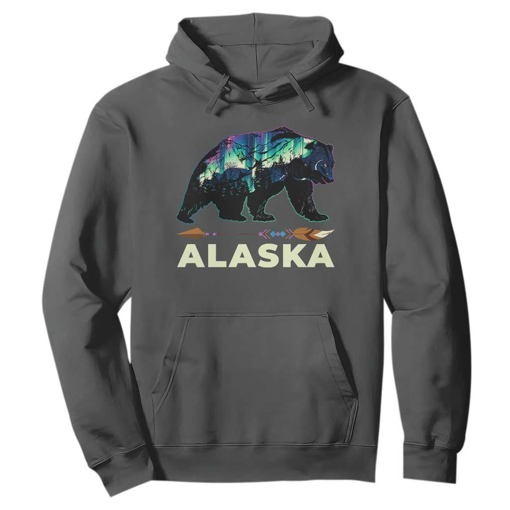 Alaska Hoodie Alaskan Night Sky Northern Lights Aurora Bear TS10 Dark Heather Print Your Wear