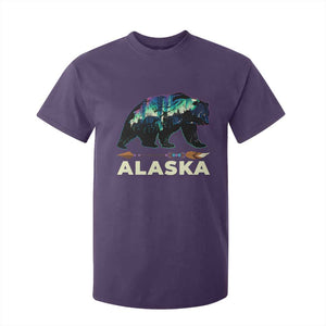 Alaska T Shirt For Kid Alaskan Night Sky Northern Lights Aurora Bear TS10 Purple Print Your Wear