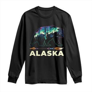 Alaska Long Sleeve Shirt Alaskan Night Sky Northern Lights Aurora Bear TS10 Black Print Your Wear