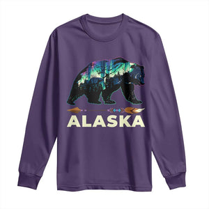 Alaska Long Sleeve Shirt Alaskan Night Sky Northern Lights Aurora Bear TS10 Purple Print Your Wear