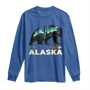 Alaska Long Sleeve Shirt Alaskan Night Sky Northern Lights Aurora Bear TS10 Royal Blue Print Your Wear