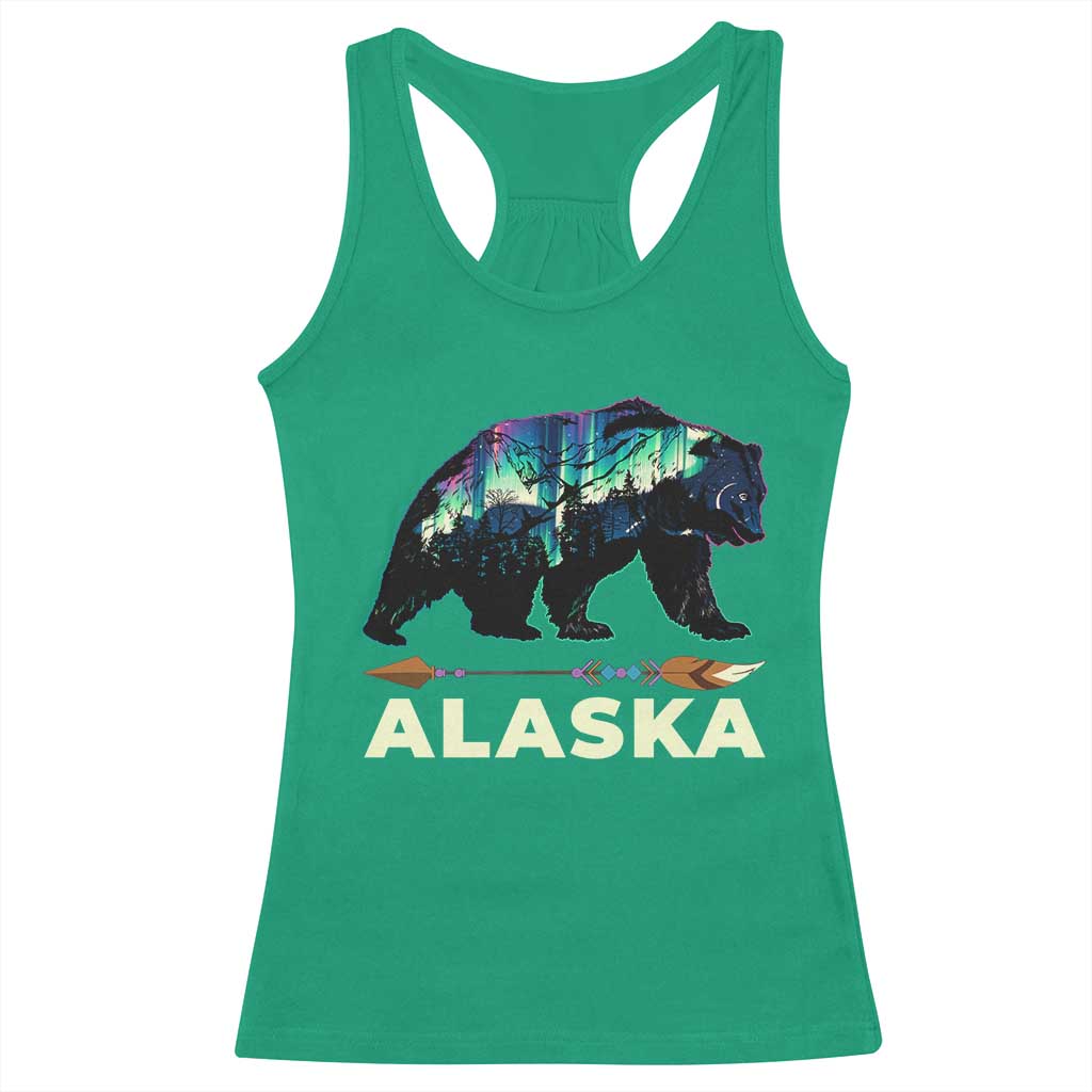 Alaska Racerback Tank Top Alaskan Night Sky Northern Lights Aurora Bear TS10 Irish Green Print Your Wear