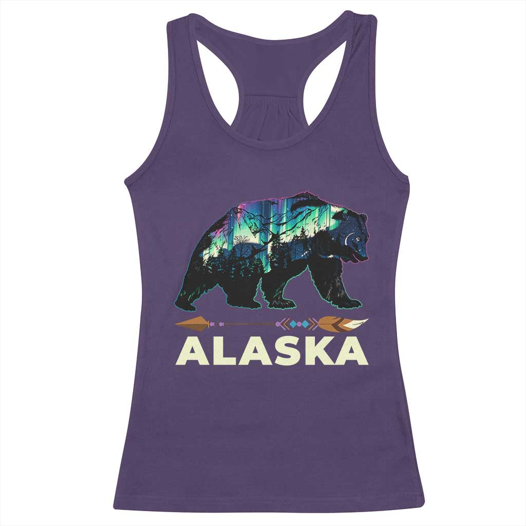 Alaska Racerback Tank Top Alaskan Night Sky Northern Lights Aurora Bear TS10 Purple Print Your Wear