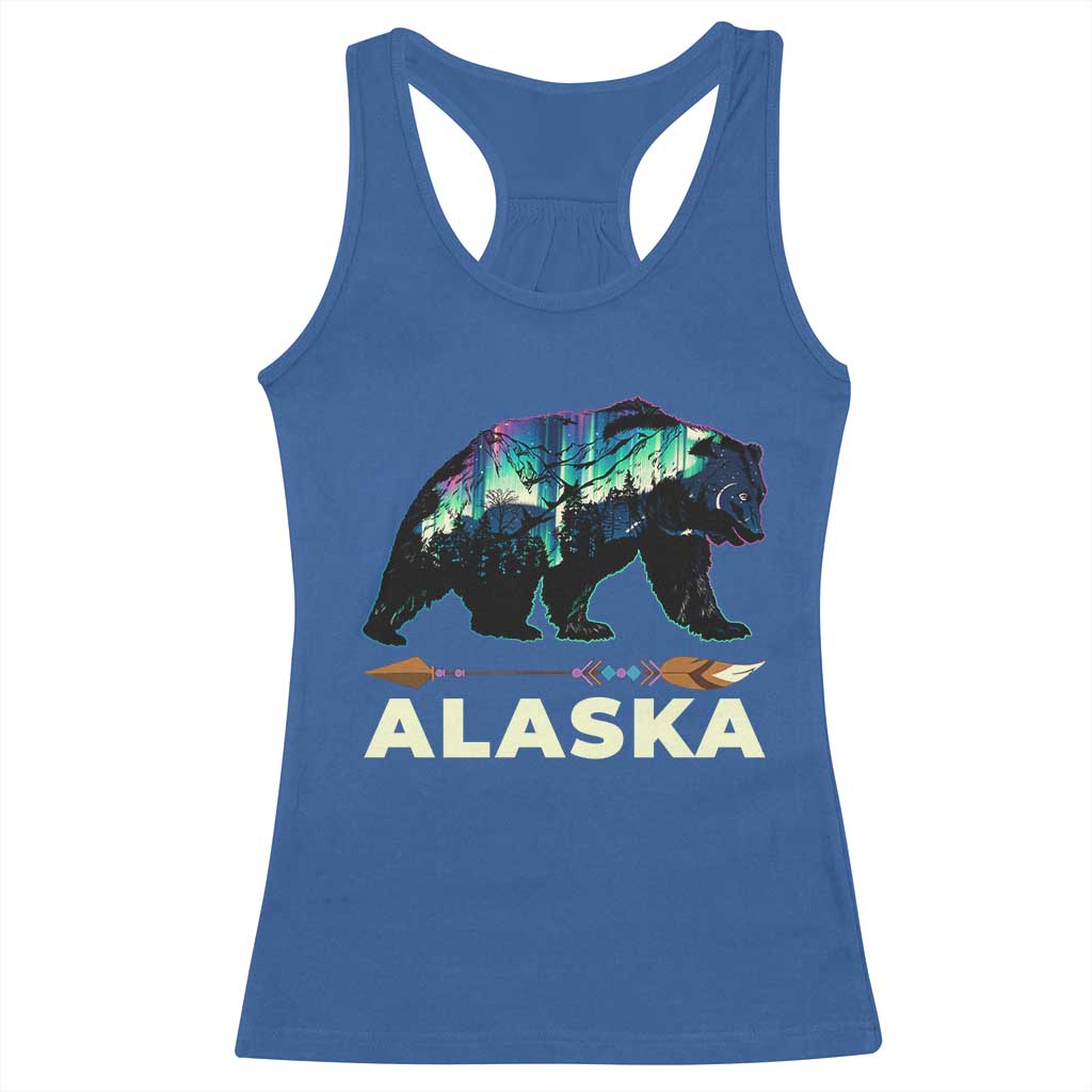 Alaska Racerback Tank Top Alaskan Night Sky Northern Lights Aurora Bear TS10 Royal Blue Print Your Wear