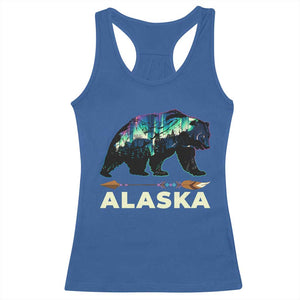 Alaska Racerback Tank Top Alaskan Night Sky Northern Lights Aurora Bear TS10 Royal Blue Print Your Wear