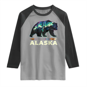 Alaska Raglan Shirt Alaskan Night Sky Northern Lights Aurora Bear TS10 Sport Gray Black Print Your Wear