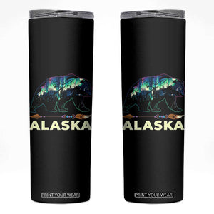 Alaska Skinny Tumbler Alaskan Night Sky Northern Lights Aurora Bear TS10 Black Print Your Wear