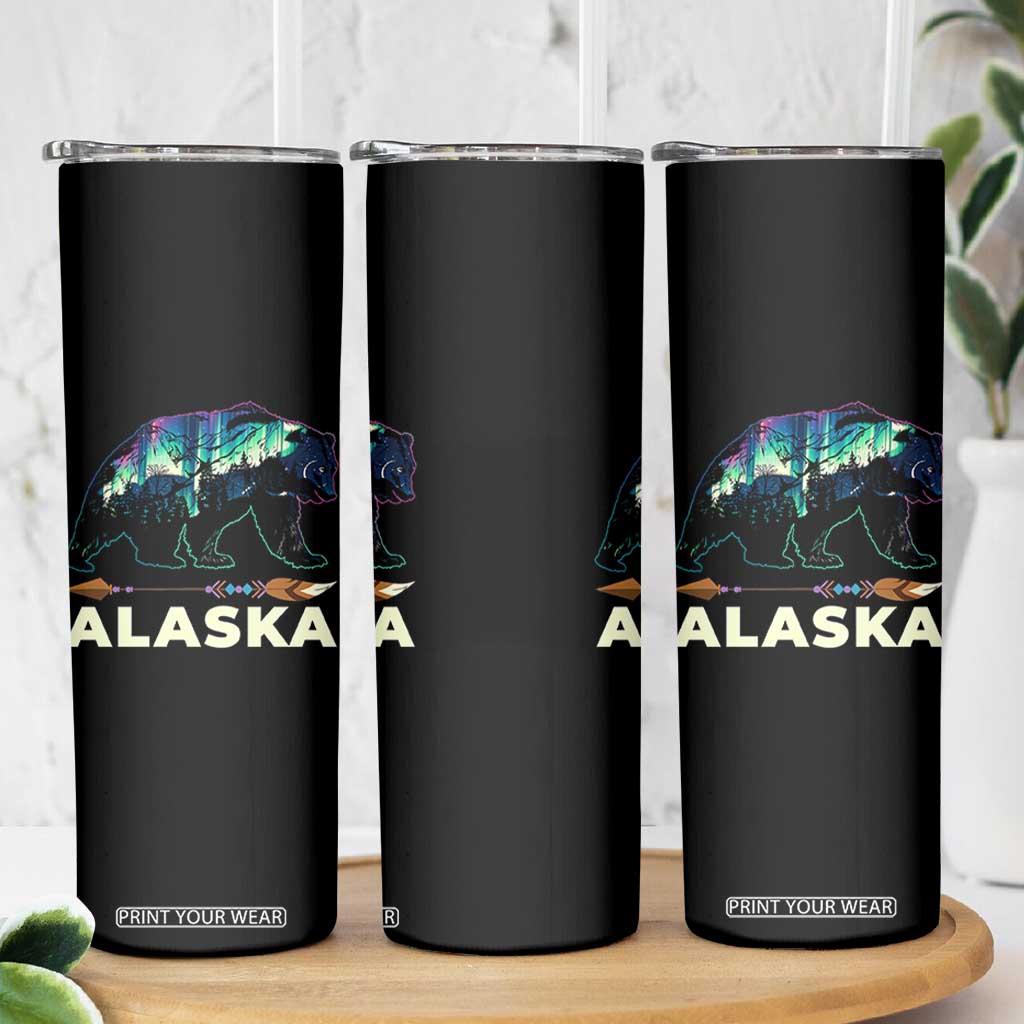 Alaska Skinny Tumbler Alaskan Night Sky Northern Lights Aurora Bear TS10 Print Your Wear