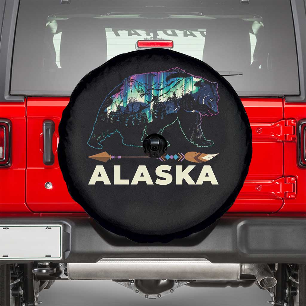 Alaska Spare Tire Cover Alaskan Night Sky Northern Lights Aurora Bear TS10 Black Print Your Wear