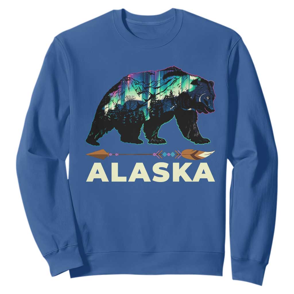 Alaska Sweatshirt Alaskan Night Sky Northern Lights Aurora Bear TS10 Royal Blue Print Your Wear
