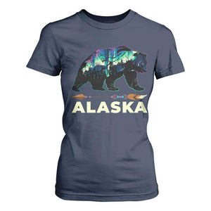 Alaska T Shirt For Women Alaskan Night Sky Northern Lights Aurora Bear TS10 Navy Print Your Wear