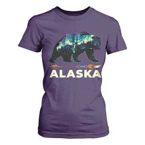 Alaska T Shirt For Women Alaskan Night Sky Northern Lights Aurora Bear TS10 Purple Print Your Wear