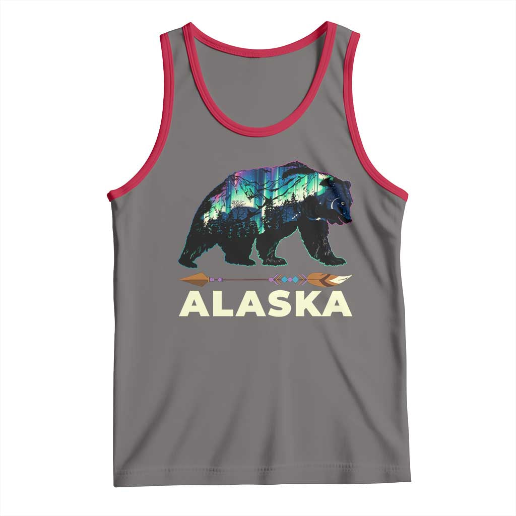 Alaska Tank Top Alaskan Night Sky Northern Lights Aurora Bear TS10 Deep Heather Red Print Your Wear