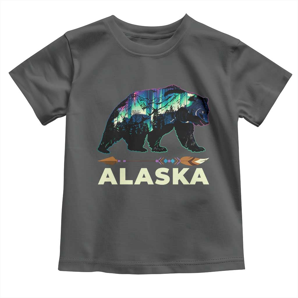 Alaska Toddler T Shirt Alaskan Night Sky Northern Lights Aurora Bear TS10 Dark Heather Print Your Wear