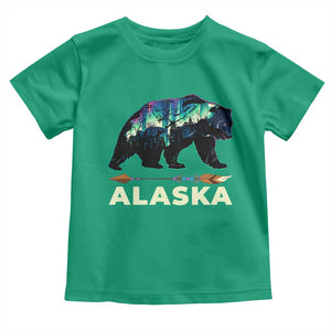 Alaska Toddler T Shirt Alaskan Night Sky Northern Lights Aurora Bear TS10 Irish Green Print Your Wear