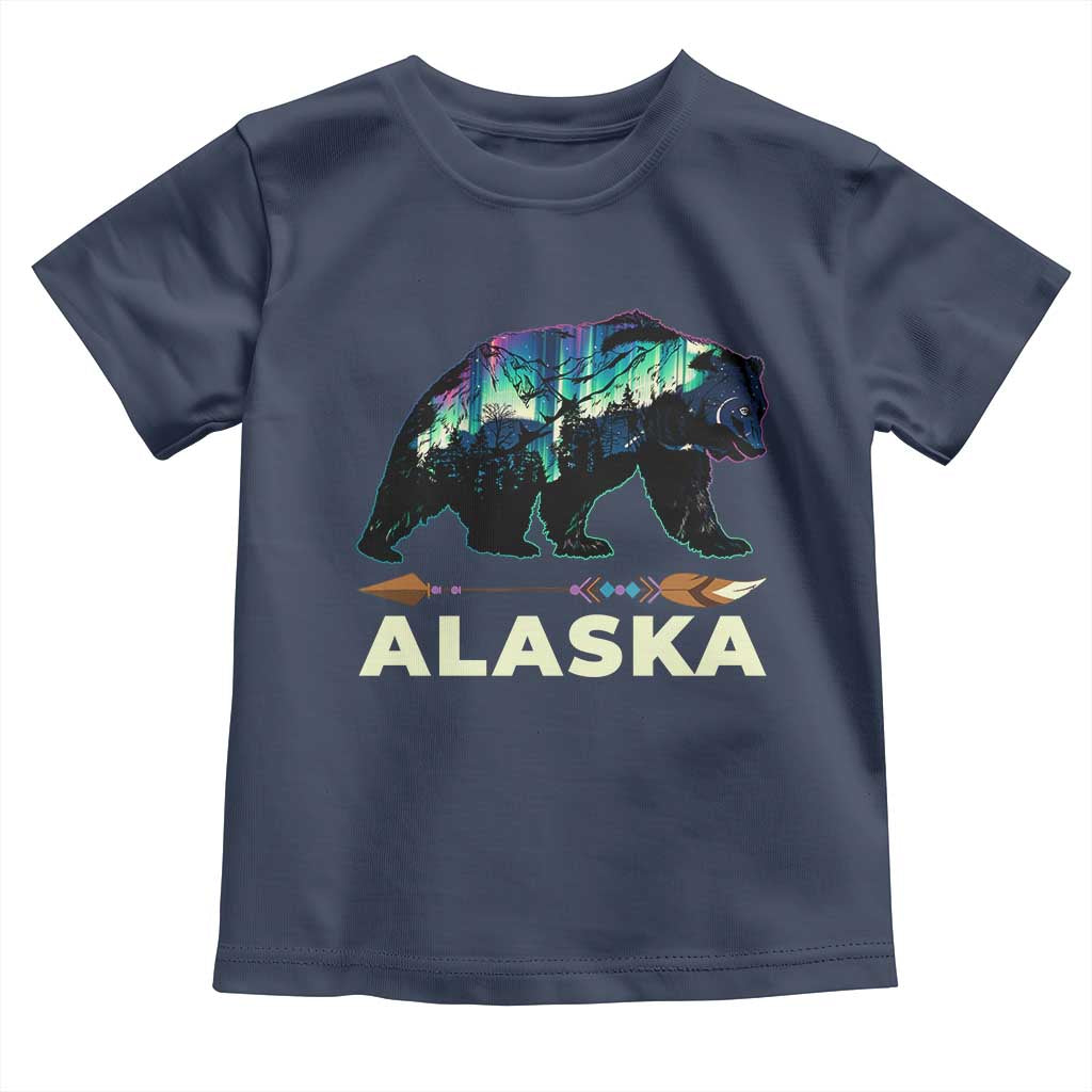 Alaska Toddler T Shirt Alaskan Night Sky Northern Lights Aurora Bear TS10 Navy Print Your Wear