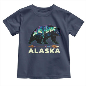 Alaska Toddler T Shirt Alaskan Night Sky Northern Lights Aurora Bear TS10 Navy Print Your Wear